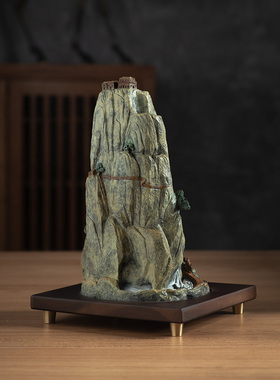 黄铜倒流香炉铜山摆件家居礼品