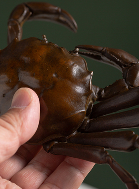 铜螃蟹一对横财将军八方来财茶宠