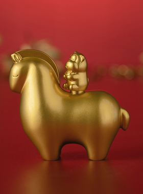 黄铜摆件生肖马上封侯高档礼品