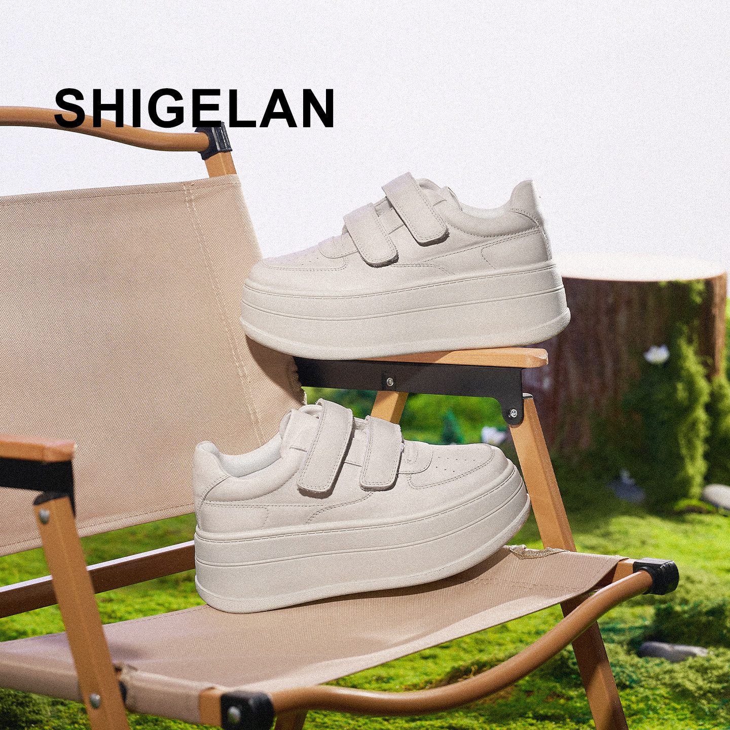 诗歌兰2026新款厚底增高魔术贴小白鞋女鞋真皮简约休闲板鞋松糕鞋,淘宝优惠券,粉丝福利购,淘宝优惠卷