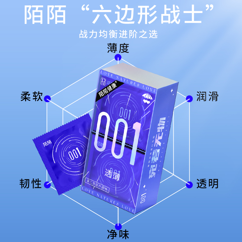 陌陌健康001透薄避孕套12只超薄裸入正品旗舰店安全套0.01隐形