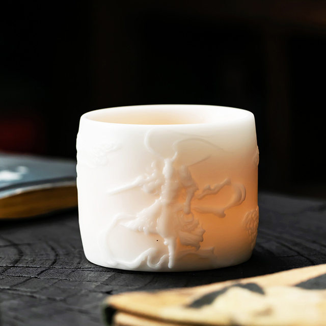 Black Myth Wukong Ice Jade Porcelain Relief Master Cup Single Cup Ceramic Personal High-end White Porcelain Tea Cup