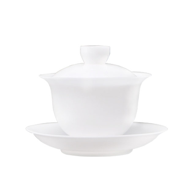 Ultra-thin tire cover bowl, raw jade, high-end, large, thin, liftable cover, plain-fired Dehua white porcelain, ice seed jade porcelain, Sancai