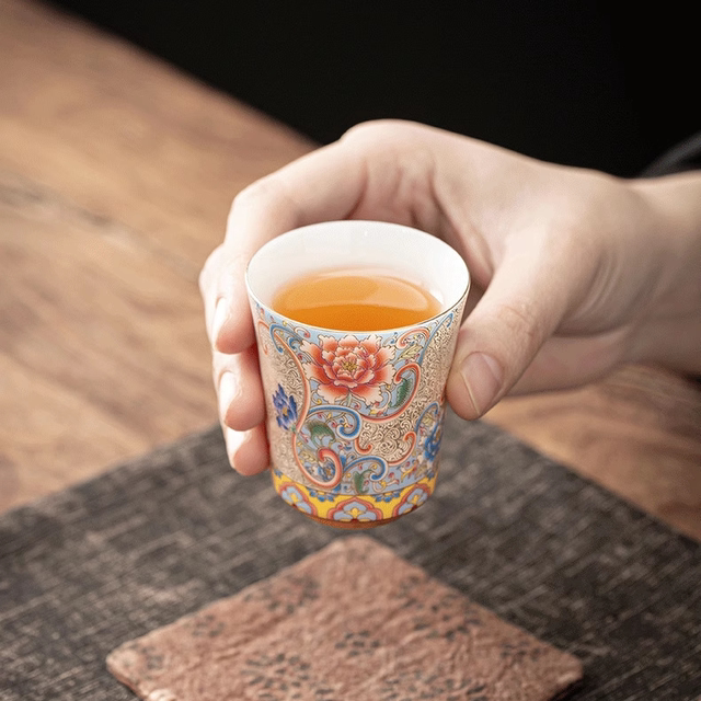 Palace style sterling silver cloisonné enamel master cup