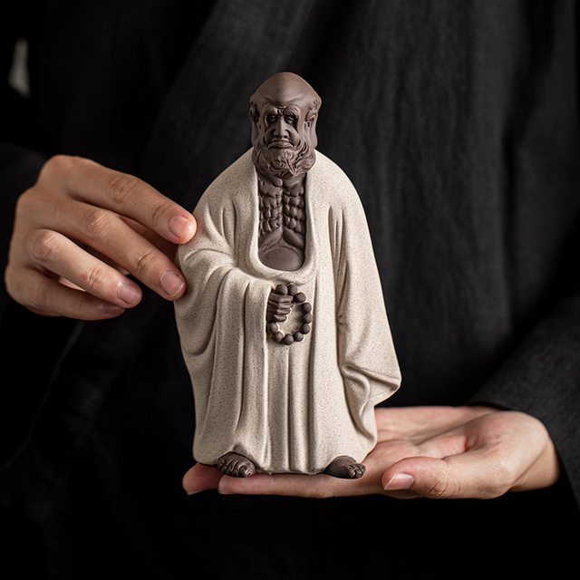 Chinese Zen style Bodhidharma Patriarch ornaments, creative ceramic crafts, home living room, tea ceremony, tabletop decorations