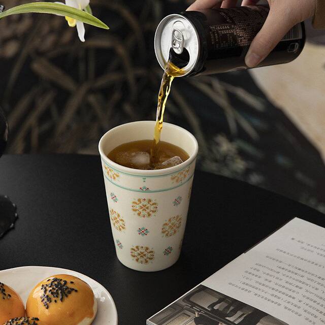 Ding Kiln Hongbao Elephant Flower Ceramic Tea Cup Home Retro Coke Cup Personal Couple Water Cup Office Drinking Cup