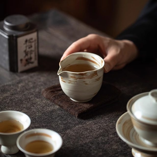 Wabi-sabi style handmade ceramic covered bowl teapot teacup single cup personal special tea brewing kung fu tea set