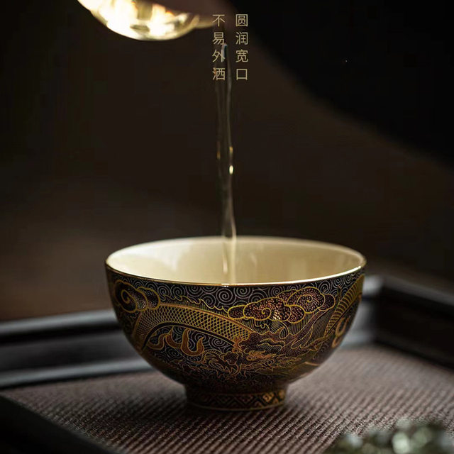 Longteng Sihai Tea Cup Master Cup Single Cup Ceramic Kung Fu Tea Set Small Tea Cup Tea Bowl Drinking Tea Personal Use
