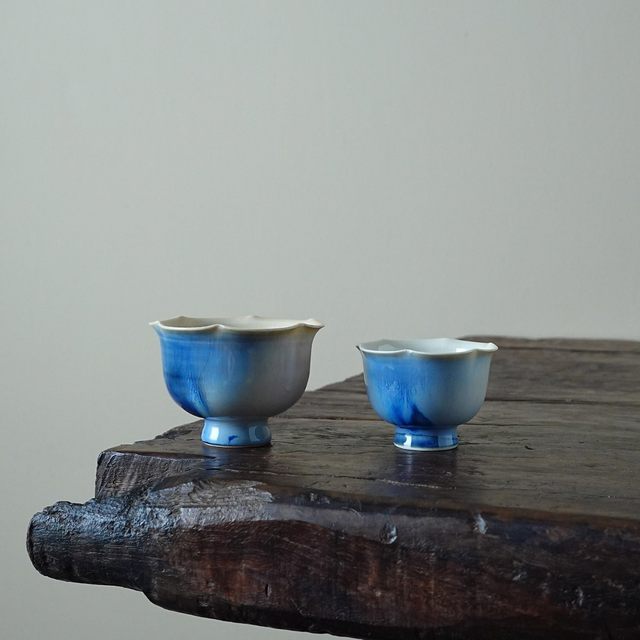Jingdezhen pure hand-drawn Aurora glaze ceramic tea cup master cup high-end personal tea Kung Fu tea set