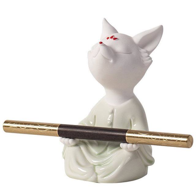 Creative and cute tea pet ornaments, fox pen holder, tea needle, tea clip holder, kung fu tea set, tea ceremony accessories, desktop tea toy