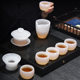 White jade glazed three-capacity bowl high-end tea set
