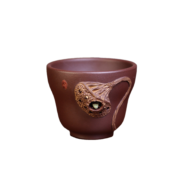 Purely handmade purple sand lotus frog tea cup, high-end Kung Fu tea set, master cup, high-end personal tea tasting single cup