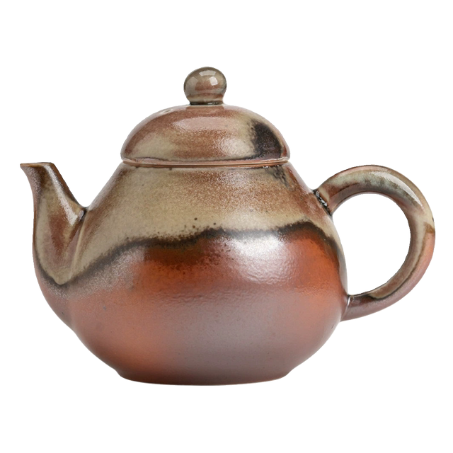 Antique wood-fired glazed teapot kiln-turned ceramic hand-held small single pot for tea household Kung Fu tea set for tea making and water separation