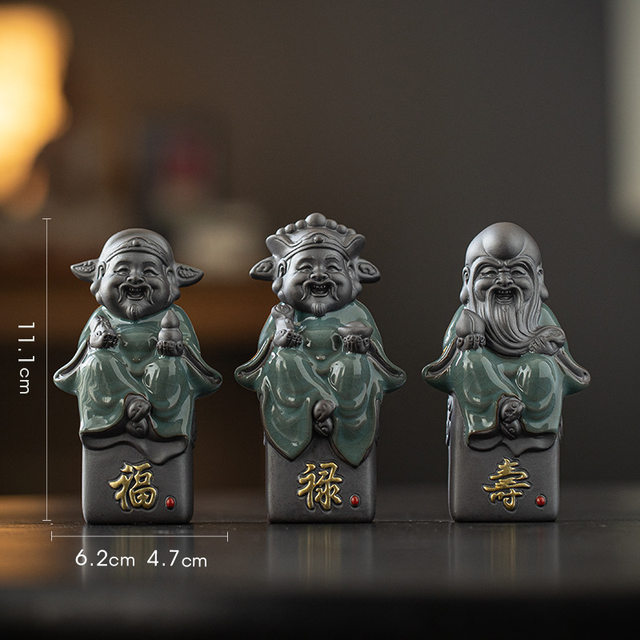 Fu Lu Shou Samsung Creative Purple Sand Ruler Study Four Treasures Calligraphy Special Paperweight Study Ornaments Gifts for Elders