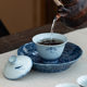 Hand-painted lotus ceramic fat white covered bowl hand-held tea serving bowl Sancai bowl cup serving tea bowl tea set