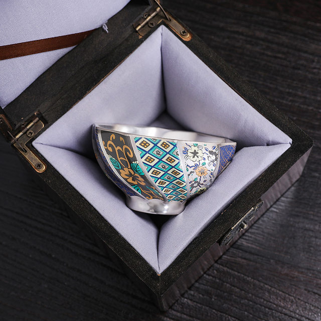 Gilt silver tea cup, 999 sterling silver ceramic cup, personal cup, master cup, kung fu tea set, tea cup, tea cup, palace single cup