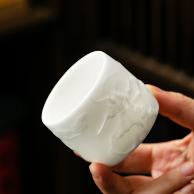Black Myth Wukong Ice Jade Porcelain Relief Master Cup Single Cup Ceramic Personal High-end White Porcelain Tea Cup