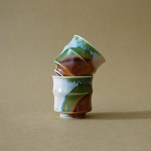 Jingdezhen handmade kiln-turned aurora green bamboo master cup high-end ceramic male and female personal Kung Fu tea cup