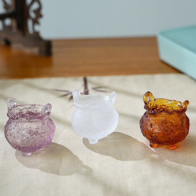 Zen glazed small incense burner, tea room, tea ceremony decoration, incense stick, incense holder, incense holder base, high-end tea table ornaments