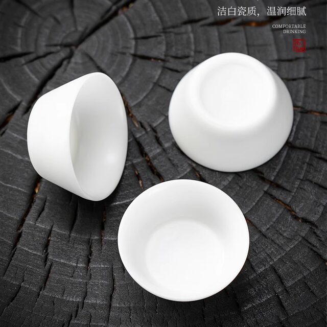 Ice-type jade porcelain quick-cup vegetarian roasted mutton fat jade porcelain cover bowl portable outdoor travel tea set one pot three cups