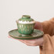 Handmade silver color Sancai covered bowl, high-end gilt silver tea cup, personal ceramic tea bowl with lid, Kung Fu tea set