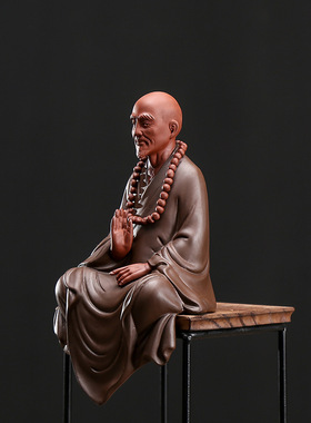 禅意紫砂弘一法师陶瓷摆件书房博古架创意佛像中式家居工艺装饰品