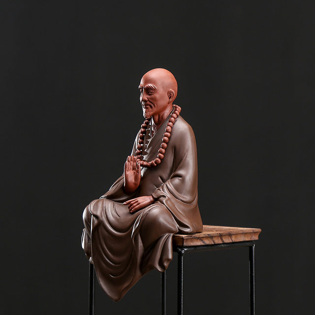 Zen purple sand master Hongyi ceramic ornaments study shelf creative Buddha statue Chinese home craft decoration