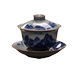 Jingdezhen blue and white hand-painted Qianli Jiangshan ceramic cover bowl set handmade Sancai tea bowl tea cup single anti-scalding