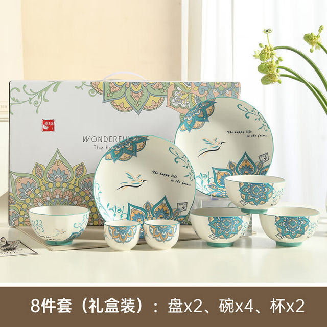 Jingdezhen Qin, Tang, Song Dynasty Loulan ceramic tableware 8-piece set household dishes gift box set 2026 new style