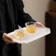 Liuyunlicai hand-painted plum blossom glass tea tray household small dry bubble tray Chinese simple tea table tea set heat insulation tray