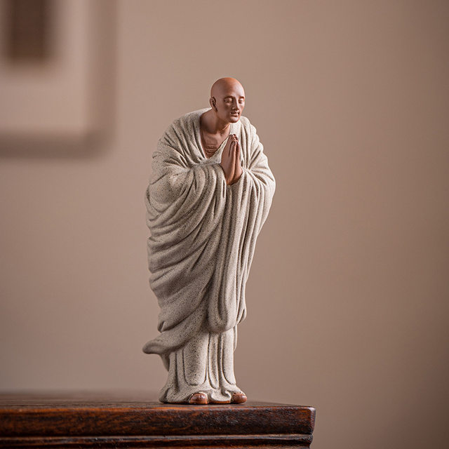 Chinese Zen purple clay monk novice creative ornaments home ceramic tabletop tea ceremony decorations tea pet decorations