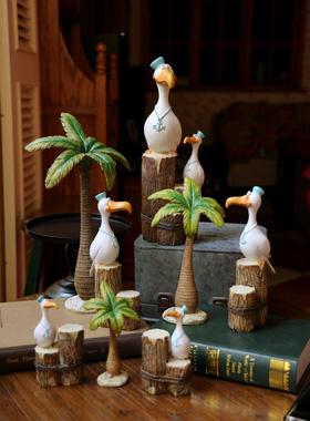 童话创意阳光沙滩椰树海鸥家居装饰摆件幼儿园儿童房花园造景饰品