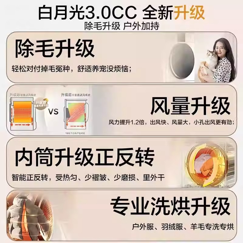 松下白月光3.0CC洗烘套装10kg家用智投变频除菌洗衣机烘干机组合