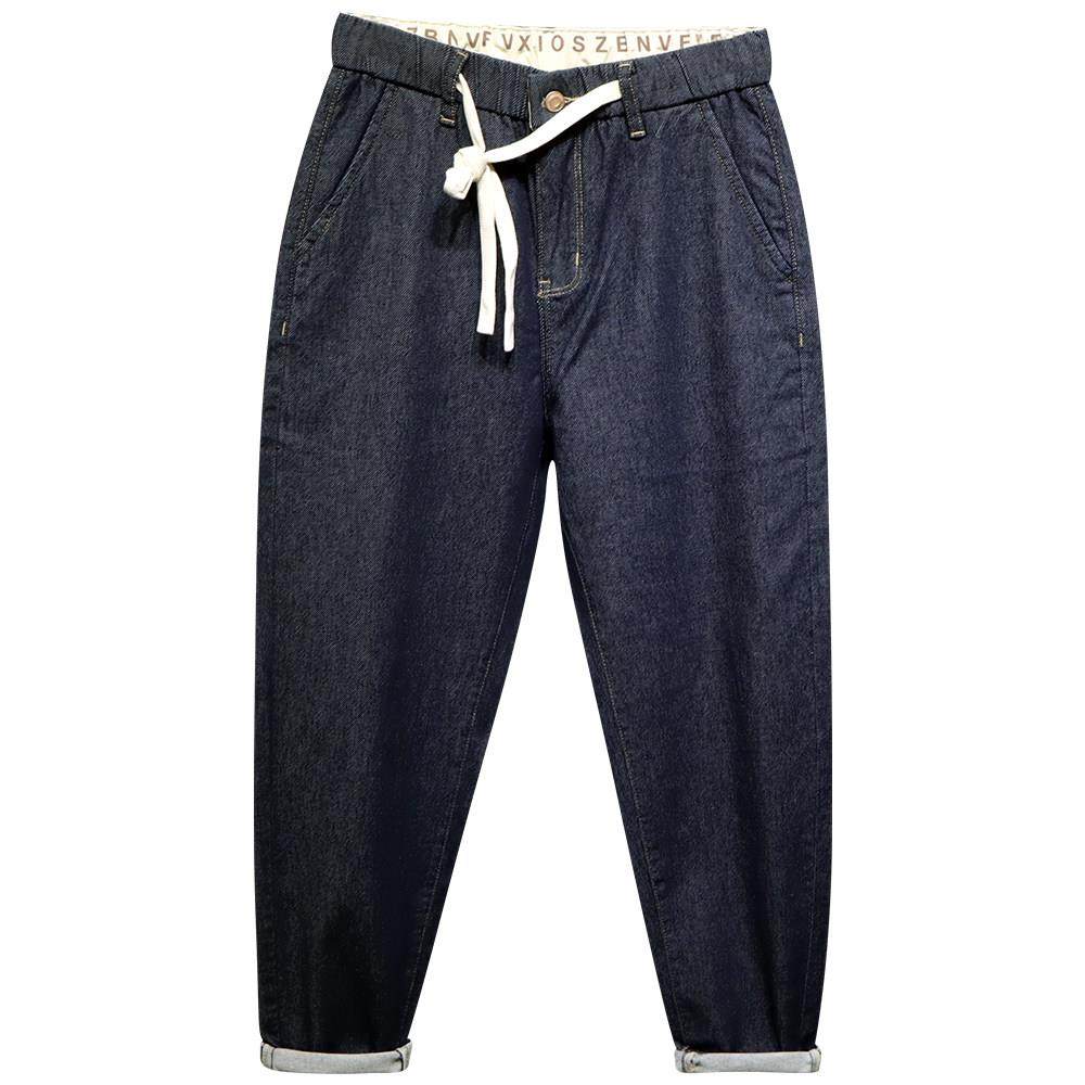 布冷布热 松紧腰抽绳休闲牛仔裤男哈伦裤春秋弹力微宽松小脚长裤,淘宝优惠券,粉丝福利购,淘宝优惠卷