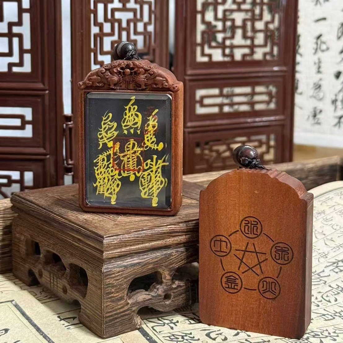 【龙虎山直发】道家用品纯手绘枣木唐卡五雷五路牌可DIY木质,淘宝优惠券,粉丝福利购,淘宝优惠卷