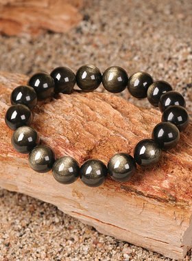 天然黑曜石金曜石手串招财防小人水晶手串男女通用水晶手链礼物