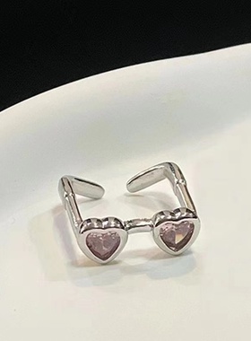 趣味眼镜开口戒指潮指环男女