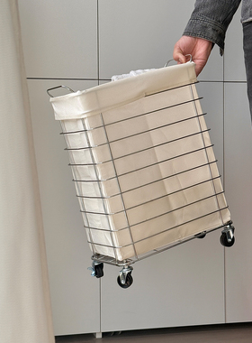 脏衣篓家用推车带轮收纳篮摆件脏衣篮放换洗衣服的收纳筐卫生间