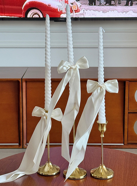 欧式婚礼宴会西餐厅蝴蝶结烛光晚餐长杆蜡烛烛光晚餐烛台装饰摆件