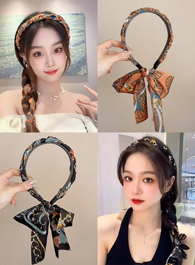 碎花飘带发箍编发丝巾一