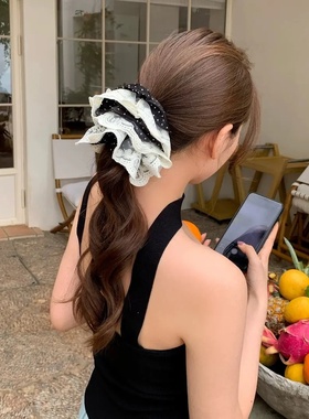 春夏甜美气质蕾丝波点大肠发圈