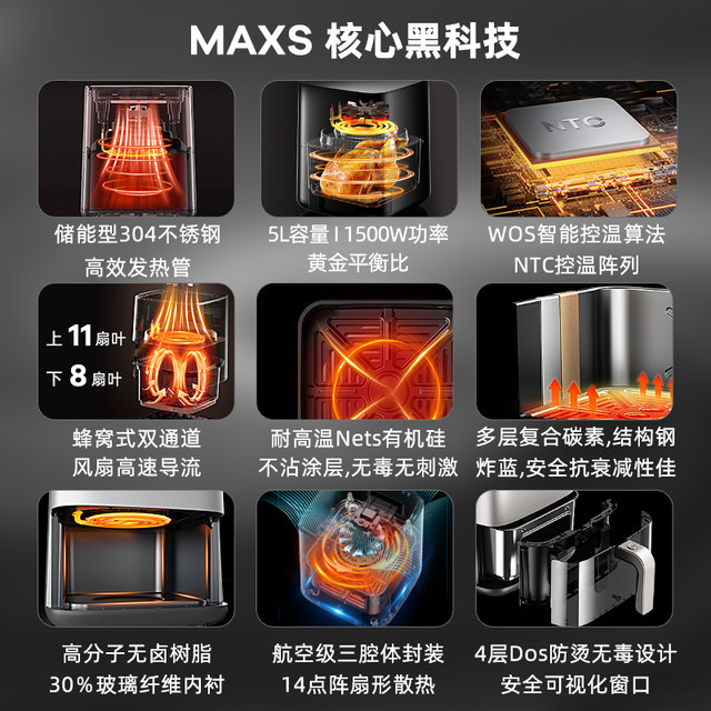 Gongling flip-free safe and non-toxic air fryer