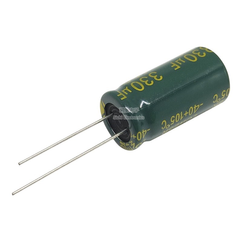 直插 100V330UF 高频低阻绿金色常用电解电容330UF 100V 13X25 - 图2