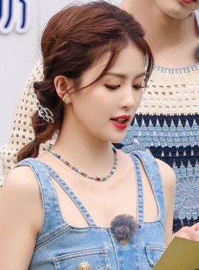 白鹿同款彩色串珠项链春夏新款泫雅风小众设计感时尚百搭海边度假