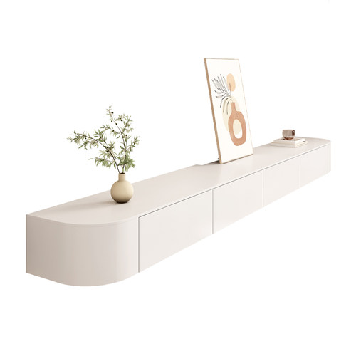 悬空电视柜实木壁挂收纳柜客厅背景墙小户型现代简约岩板电视机柜 - 图3