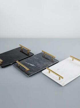 现代轻奢家居饰品大理石黑白葡萄托盘样板房售楼处餐厅工艺品摆件