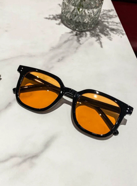 复古方框太阳眼镜男新款网红黑框茶色墨镜女ins高颜值圆脸个性潮