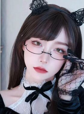 网红眼镜下半框眼镜框女眼睛框禁