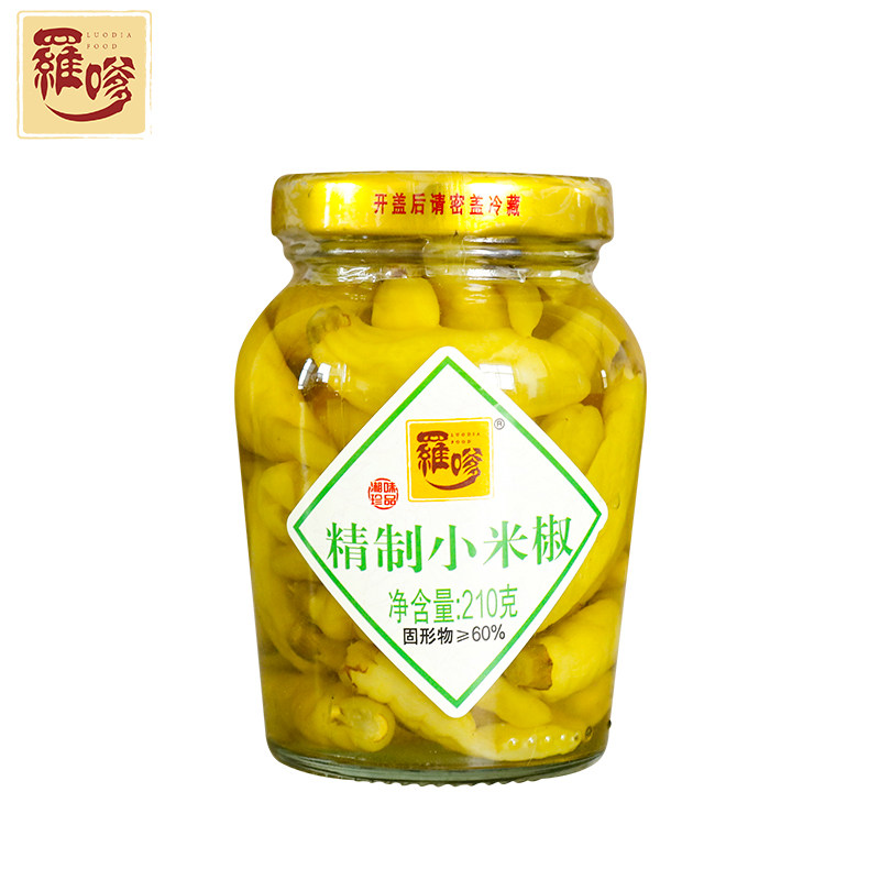 罗嗲精制小米椒210g泡椒湖南特产剁椒凤爪跑泡菜辣椒野山椒调料