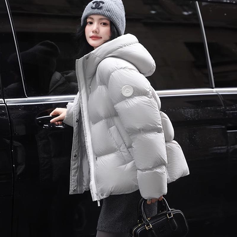 CV凸乆鸟羽绒服2025连帽加厚袖标韩版时尚长短款女端保暖泡芙情侣 - 图0
